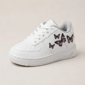 tenis casual niña negro con rosa y ajuste de velcro