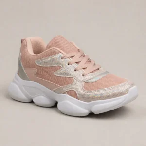 tenis casual niña negro con rosa y ajuste de velcro