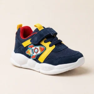 tenis casual niña negro con rosa y ajuste de velcro