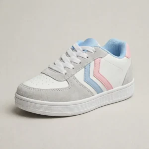 tenis casual niña negro con rosa y ajuste de velcro