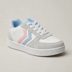 tenis casual niña negro con rosa y ajuste de velcro
