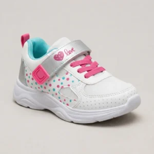 tenis casual niña negro con rosa y ajuste de velcro